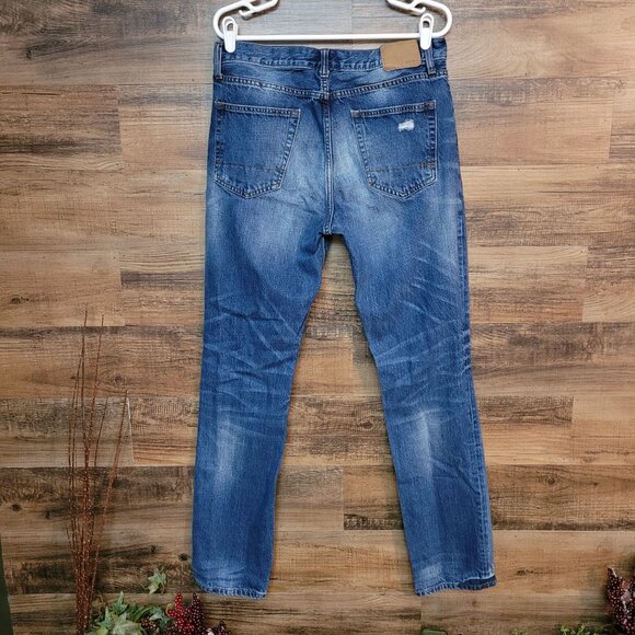 Aeropostale Jeans Mens 32x34 Slim Straight Ripped Medium Light Wash - Picture 2 of 10